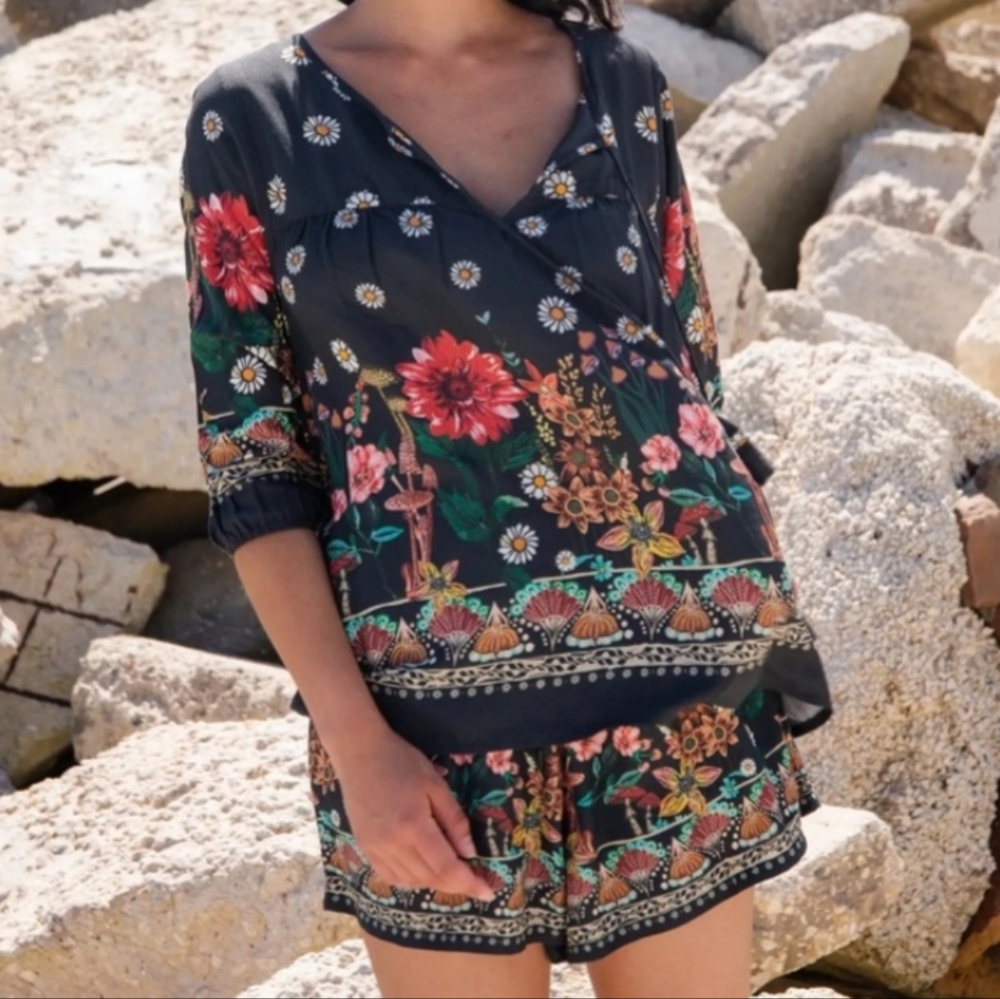 NATURAL LIFE Black Maribel Top & Shorts Set